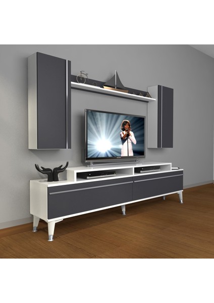 Ekoflex 7 Mdf Silver Tv Ünitesi Tv Sehpası - Beyaz - Antrasit