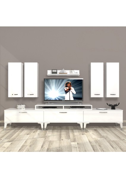 Ekoflex 8d Slm Silver Tv Ünitesi Tv Sehpası - Parlak Beyaz
