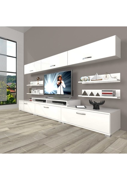 Ekoflex 8y Slm Tv Ünitesi Tv Sehpası - Parlak Beyaz