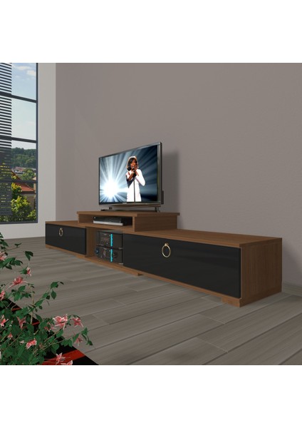 Flex 4 Mdf Gold Tv Ünitesi Tv Sehpası - Ceviz - Siyah