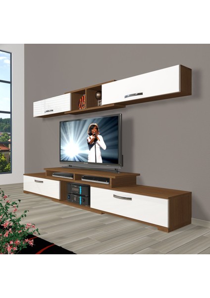 Flex 5130 Slm Tv Ünitesi Tv Sehpası - Ceviz - Beyaz