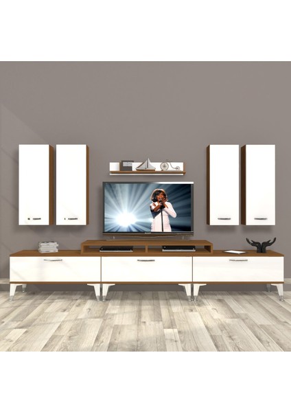 Ekoflex 8d Slm Silver Tv Ünitesi Tv Sehpası - Ceviz - Beyaz