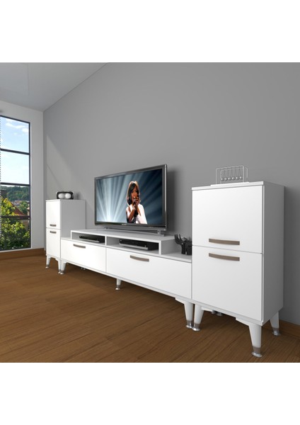 Ekoflex On2 Slm Silver Tv Ünitesi Tv Sehpası - Parlak Beyaz