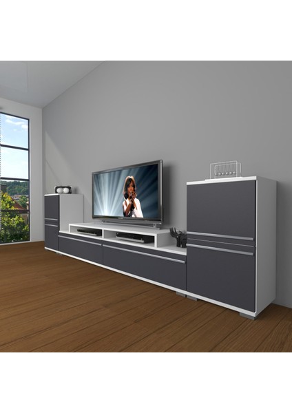 Ekoflex On2 Mdf Tv Ünitesi Tv Sehpası - Beyaz - Antrasit