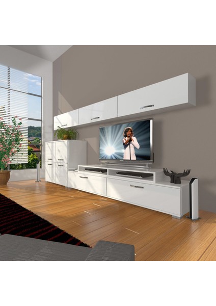Ekoflex 8 Slm Tv Ünitesi Tv Sehpası - Parlak Beyaz
