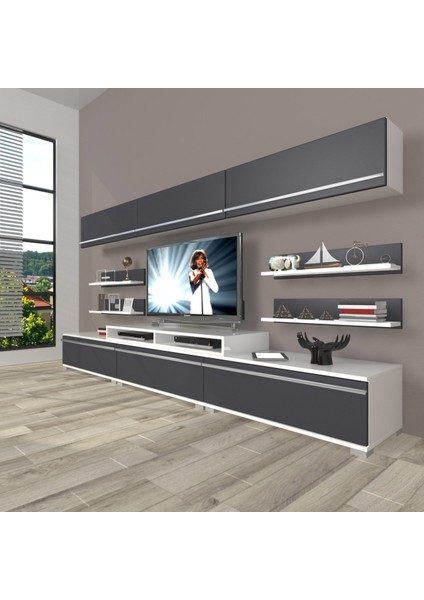 Ekoflex 8y Mdf Tv Ünitesi Tv Sehpası - Beyaz - Antrasit