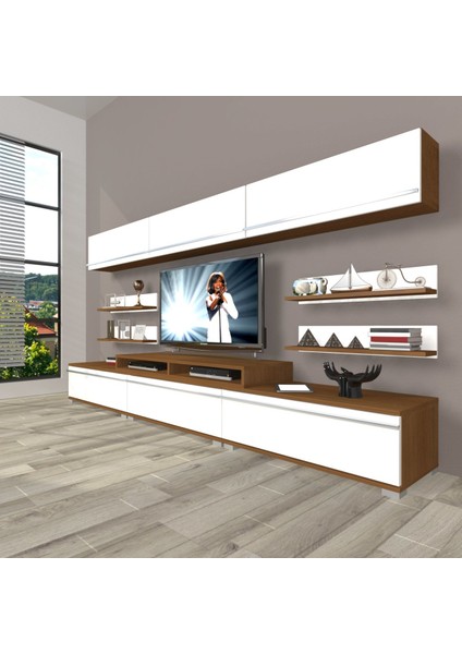 Ekoflex 8y Mdf Tv Ünitesi Tv Sehpası - Ceviz - Beyaz