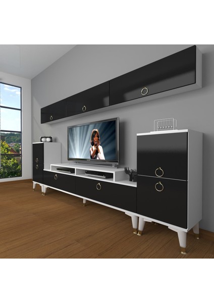 Ekoflex 9 Mdf Gold Tv Ünitesi Tv Sehpası - Beyaz - Siyah