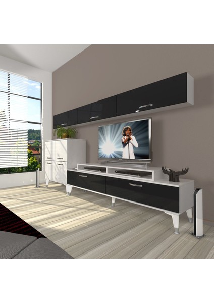 Ekoflex 8 Slm Silver Tv Ünitesi Tv Sehpası - Beyaz - Siyah