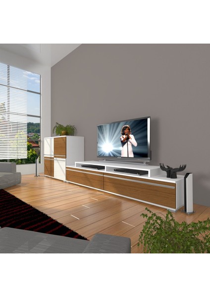 Ekoflex On Mdf Tv Ünitesi Tv Sehpası - Beyaz - Ceviz