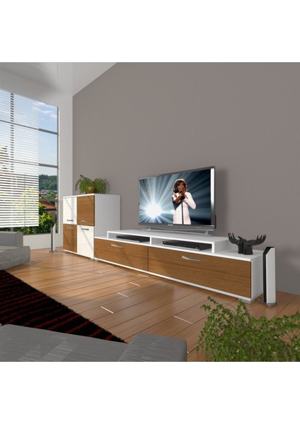Ekoflex On Slm Tv Ünitesi Tv Sehpası - Beyaz - Ceviz