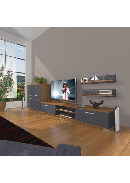 Eko On Mdf DVD Tv Ünitesi Tv Sehpası - Ceviz - Antrasit