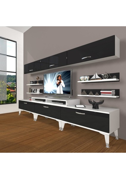 Ekoflex 8y Slm Silver Tv Ünitesi Tv Sehpası - Beyaz - Siyah