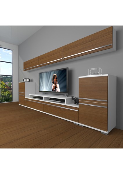 Ekoflex 9 Mdf Tv Ünitesi Tv Sehpası - Beyaz - Ceviz