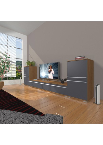 Eko On2 Mdf Std Tv Ünitesi Tv Sehpası - Ceviz - Antrasit