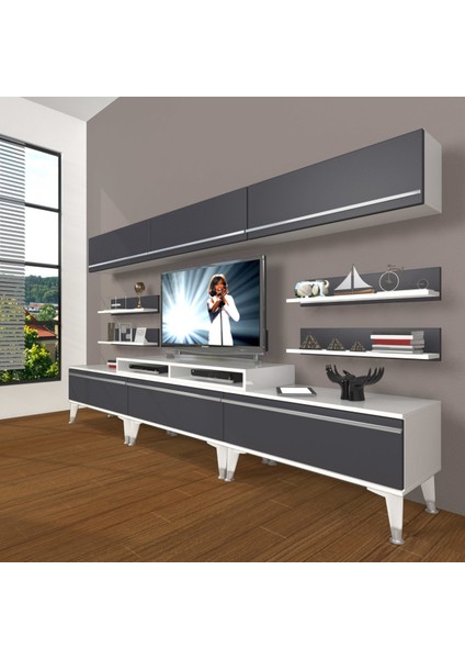 Ekoflex 8y Mdf Silver Tv Ünitesi Tv Sehpası - Beyaz - Antrasit