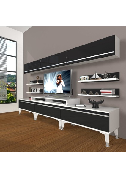 Ekoflex 8y Mdf Silver Tv Ünitesi Tv Sehpası - Beyaz - Siyah