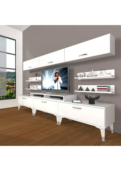 Ekoflex 8y Slm Silver Tv Ünitesi Tv Sehpası - Parlak Beyaz