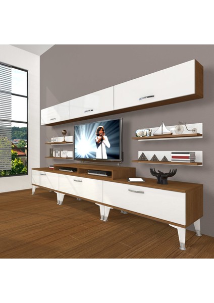 Ekoflex 8y Slm Silver Tv Ünitesi Tv Sehpası - Ceviz - Beyaz