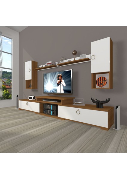 Flex 5da Mdf Gold Tv Ünitesi Tv Sehpası - Ceviz - Beyaz
