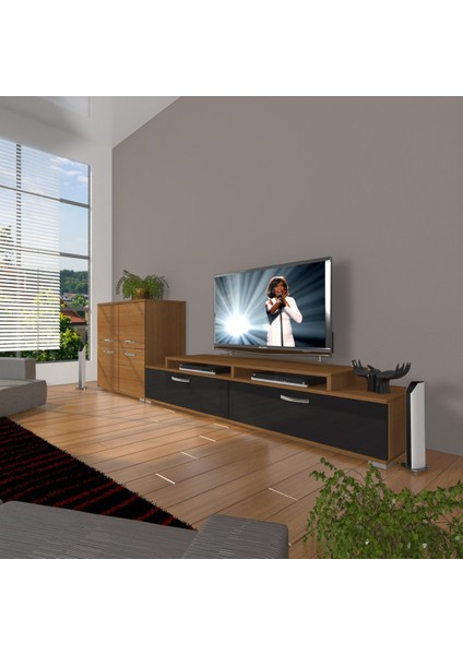 Ekoflex On Slm Tv Ünitesi Tv Sehpası - Ceviz - Siyah