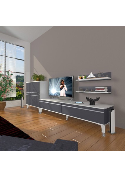 Eko On Mdf Std Silver Tv Ünitesi Tv Sehpası - Beyaz - Antrasit