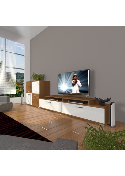 Ekoflex On Slm Tv Ünitesi Tv Sehpası - Ceviz - Beyaz
