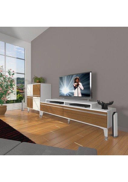 Ekoflex On Mdf Silver Tv Ünitesi Tv Sehpası - Beyaz - Ceviz