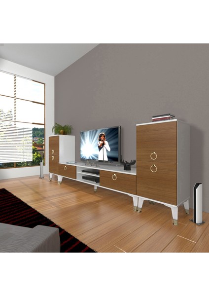 Eko On2 Mdf DVD Gold Tv Ünitesi Tv Sehpası - Beyaz - Ceviz