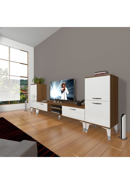 Eko On2 Slm DVD Silver Tv Ünitesi Tv Sehpası - Ceviz - Beyaz