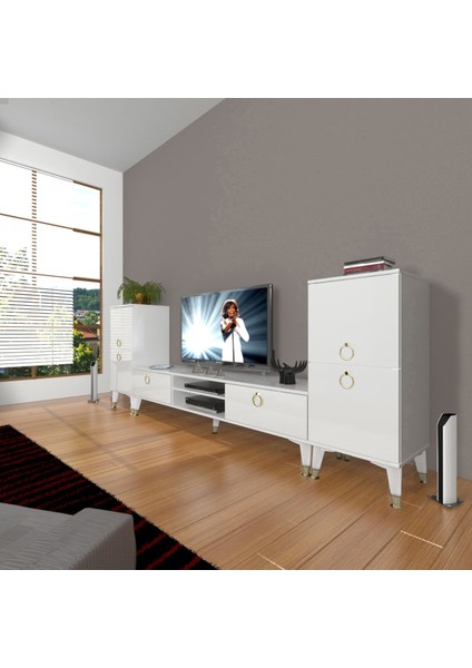 Eko On2 Mdf DVD Gold Tv Ünitesi Tv Sehpası - Parlak Beyaz