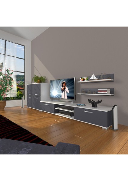 Eko On Mdf DVD Tv Ünitesi Tv Sehpası - Beyaz - Antrasit