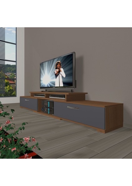 Flex 130 Mdf Tv Ünitesi Tv Sehpası - Ceviz - Antrasit