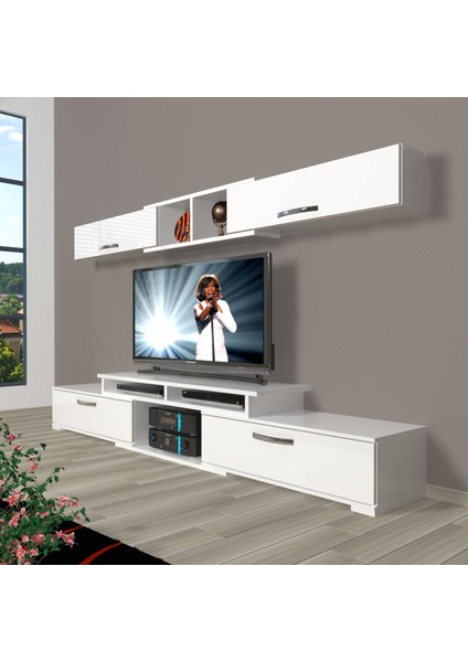 Flex 5130 Slm Tv Ünitesi Tv Sehpası - Parlak Beyaz