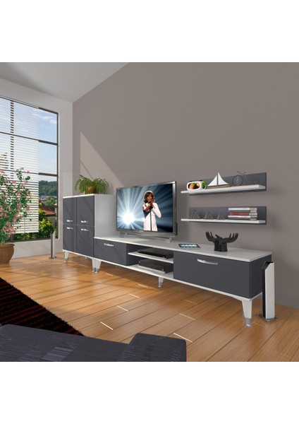Eko On Mdf DVD Silver Tv Ünitesi Tv Sehpası - Beyaz - Antrasit