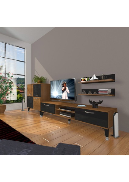 Eko On Slm DVD Silver Tv Ünitesi Tv Sehpası - Ceviz - Siyah