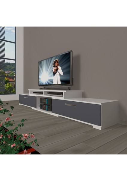 Flex 130 Mdf Tv Ünitesi Tv Sehpası - Beyaz - Antrasit