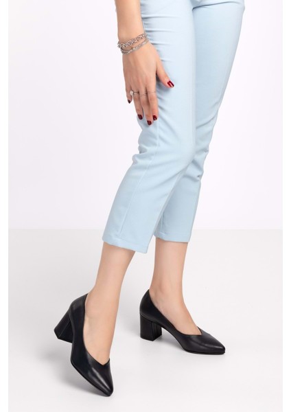 Kadın Hakiki Deri Klasik Topuklu Ayakkabı ŞHN.1930 - Lacivert - 38 fiyatları