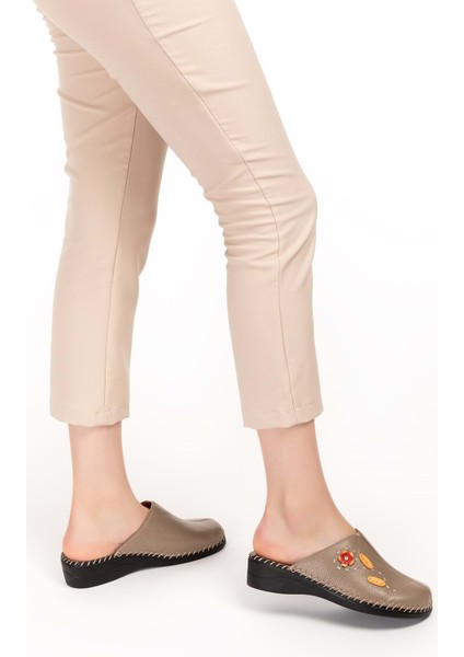 Kadın Hakiki Deri Ortopedik Sabo Terlik YPRK.811 - Vizon - 42 fiyatları