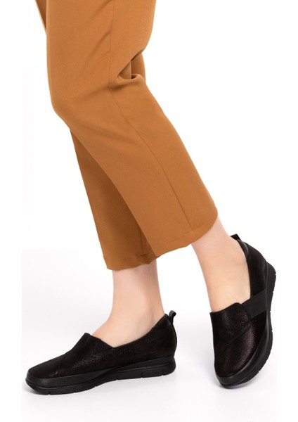 Kadın Hakiki Deri Anatomik Yumuşak Taban Günlük Ayakkabı PYT.1205 - Siyah Sim - 36 modelleri
