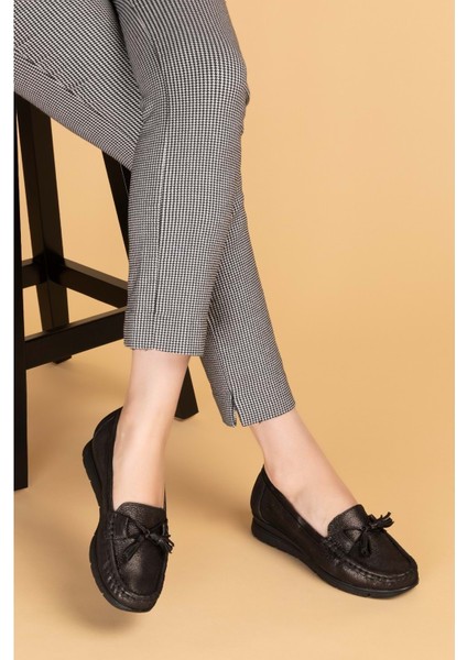 Hakiki Deri Günlük Rahat Loafer Ayakkabı PYT.1200 - Siyah Sim - 40 fiyatları