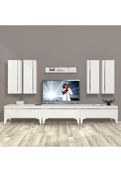 Eko 8d Mdf Silver Tv Ünitesi Tv Sehpası - Parlak Beyaz
