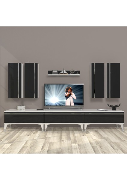 Eko 8d Mdf Silver Tv Ünitesi Tv Sehpası - Beyaz - Siyah