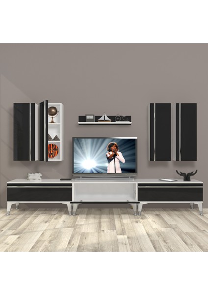 Eko 8d Mdf Silver Tv Ünitesi Tv Sehpası - Beyaz - Siyah