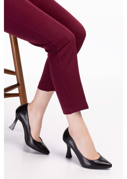 Kadın Hakiki Deri Stiletto Ayakkabı ŞHN.861 - Siyah - 39