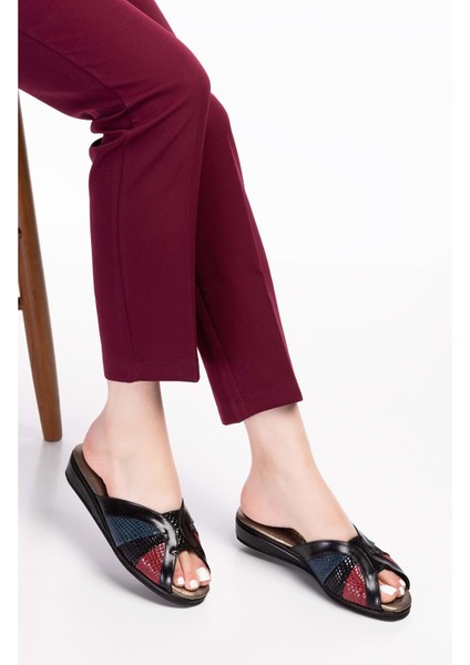 Kadın Hakiki Deri Şık Rahat Ev Terliği KAYAŞ.038 - Multi - 40