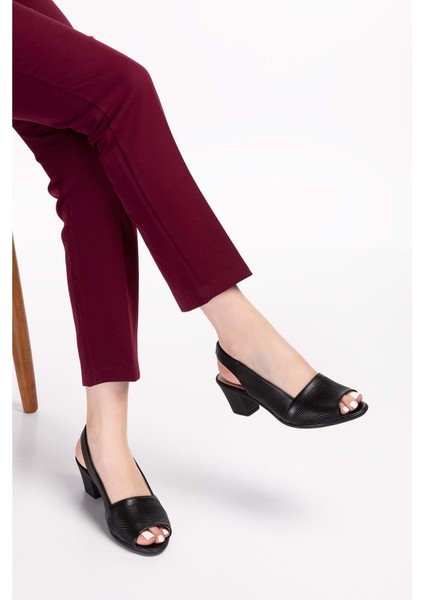 Kadın Hakiki Deri Klasik Topuklu Ayakkabı VDT.262 - Siyah - 34 fiyatları