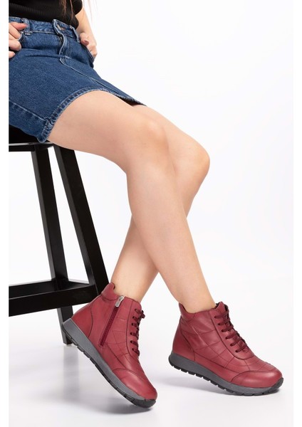 Içi Dışı Hakiki Deri Anatomik Taban Spor Ayakkabı GNDL.616 - Bordo - 41