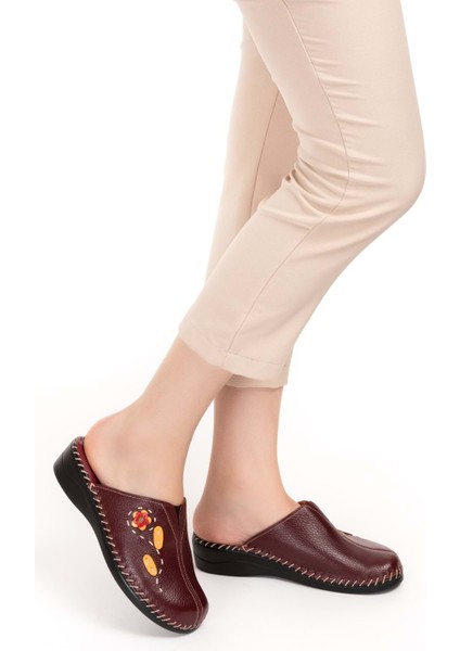 Kadın Hakiki Deri Ortopedik Sabo Terlik YPRK.811 - Bordo - 40 fiyatları