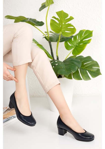 Kadın Hakiki Deri Rahat Günlük Topuklu Ayakkabı ŞHN.280 - Siyah - 36 fiyatları